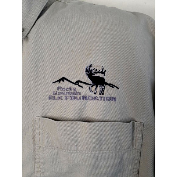 Roper Range Gear Hunting Shooting Khanki RealTree Camo Shirt Mens L w Elk Camp - Picture 4 of 13